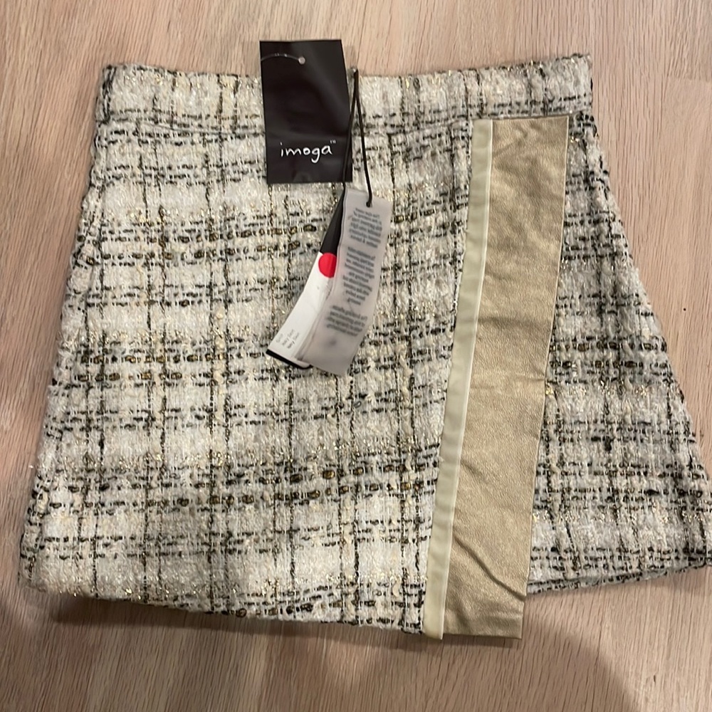NWT Imoga white wool plaid skirt toddler 4